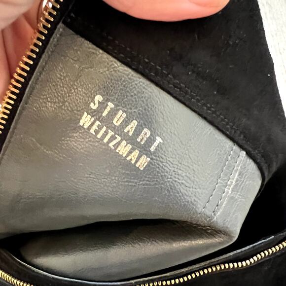 Stuart Weitzman Black Suede Leather OTK Over The Knee High Boot Gold Zipper 7.5 - Picture 9 of 14